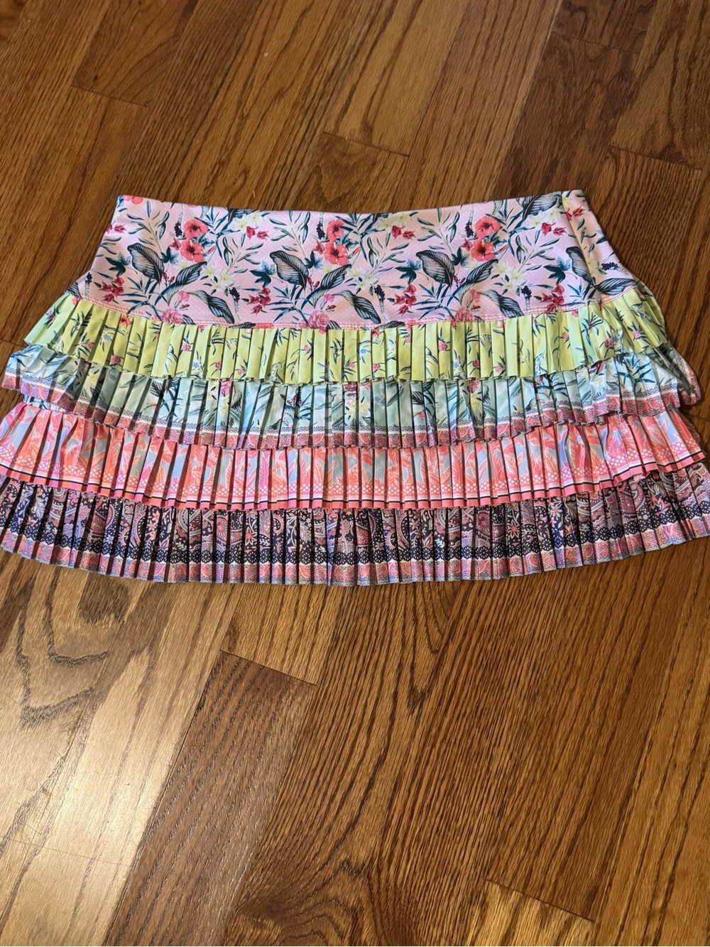 Lucky in Love Patch Me if You Can Patch Print Pleated Skort - Large